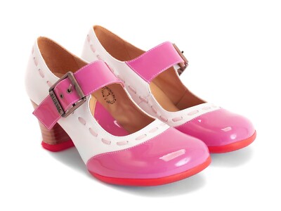 John Fluevog Operetta Dr. Henry Mary Jane Stitching Shoes 8.5 Pink Rainbow RARE
