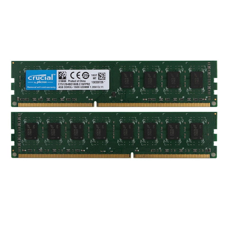 Lot Crucial Kit 10pcs 4GB PC3L-12800U 2RX8 DDR3 1600MHz Memory RAM DIMM Desktop - Image 4 of 4
