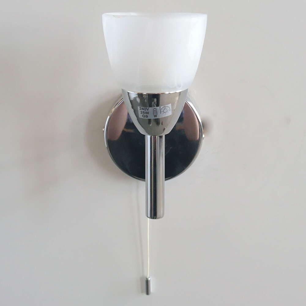 Litecraft Wall Light Torchiere 1 Arm With Frosted Glass Shade - Chrome Clearance