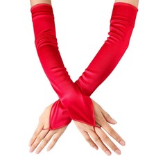 Fingerless Gloves Long Satin Fancy Dress Party Women Wedding Gothic Evening Prom