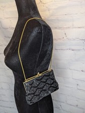 Beautiful Hand Made in Hong Kong Beaded Black Handbag Chain Clasp