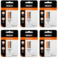 6 PACK Reach Dentotape Unflavored Extra Thick Waxed Tape 100 Yards. Dental Floss