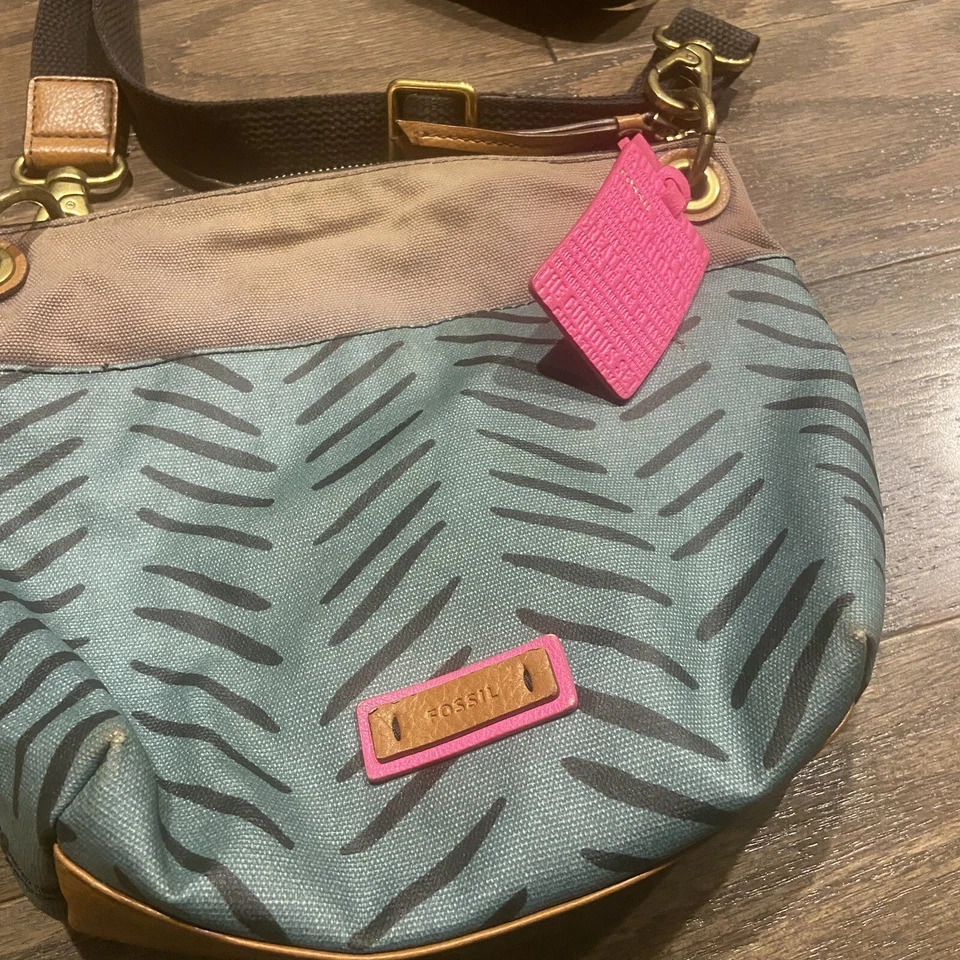 Bolso Bandolera Fossil Cartera Cubo Keely Recubierto Teal Marrón Rosa Multicolor Foto 2 de 4