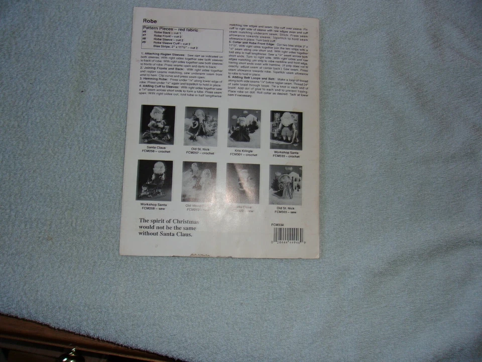 NIGHTSHIRT SANTA ~ fits 14" Santa doll, Fibre-Craft sewing pattern booklet - Image 4 of 4