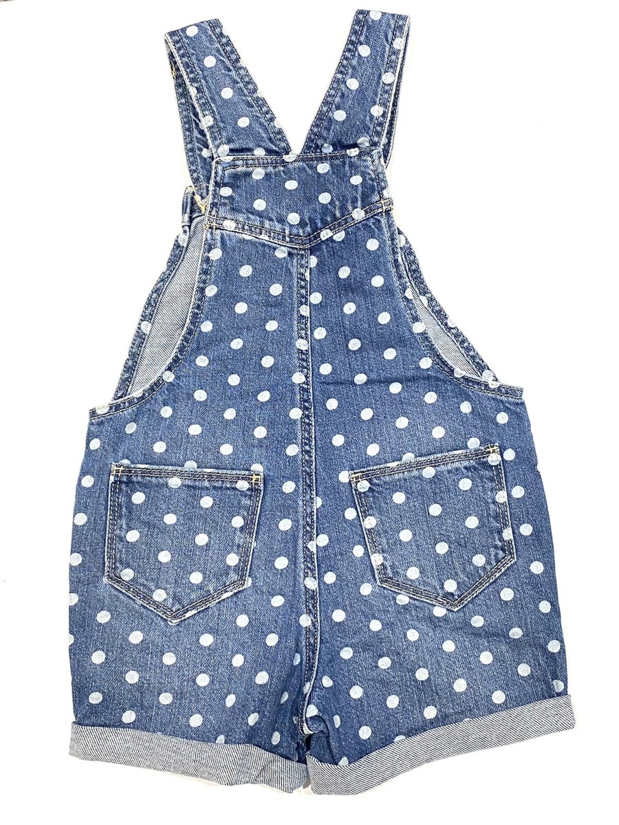 NWT GAP Baby Girls Denim Shortalls Sz 4T-5T Polka Dots #575486
