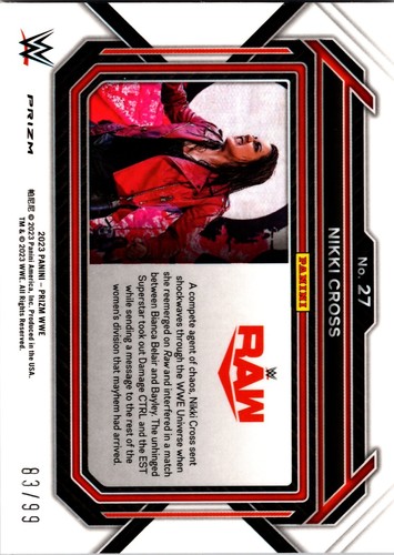 2023 Prizm WWE Raw Nikki Cross Orange Prizm #18/99 - Picture 2 of 2