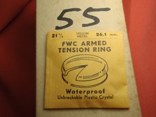 26.1 MM SWISS YELLOW TENSION RING ROUND PLASTIC WATCH CRYSTAL WATERPROOF NOS