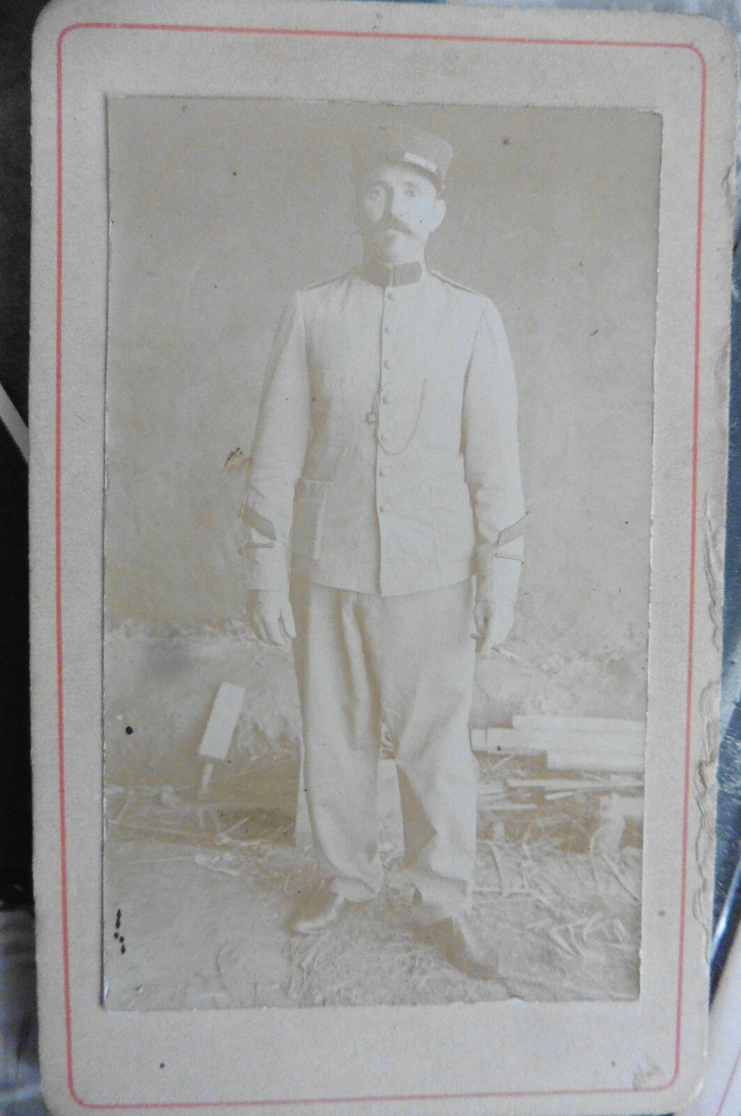 Photo CDV Indochine Eugène Dupont soldat infanterie coloniale de Saigon 1890 2