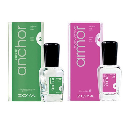 Zoya Nail Polish Armor Top Coat and Anchor Base Coat 0.5 Oz each Bottle