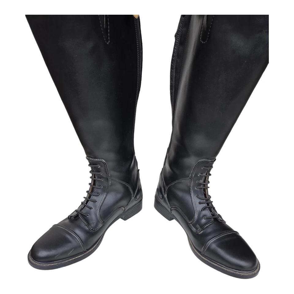MIDDLEBURG Tall Black Vegan Leather Stretch Zip Dress Riding Boots Equestrian S7 - image 4 of 4
