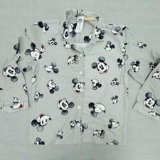Disney Pottery Barn Teens Mickey Mouse Button-Up Pajama Top Gray Size Large