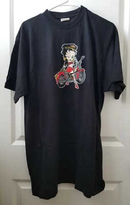 Style & Trend Betty Boop Black Motorcycle Graphic T-Shirt Womens Size Large