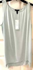 NWT 218 Eileen Fisher Silk Sleeveless Tank S Georgette Crepe Bateau Neck Shell