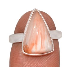 Natural Orange Scolecite - India 925 Sterling Silver Ring Jewelry s.7 CR74102