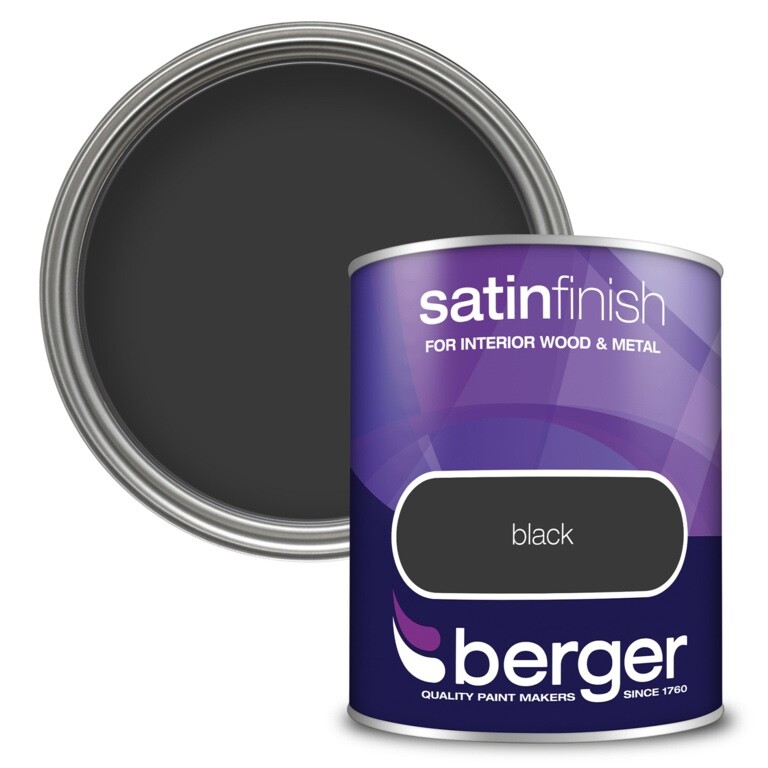 Berger Wood & Metal Interior Satin Soft Sheen Finish Paint 750ml - Black