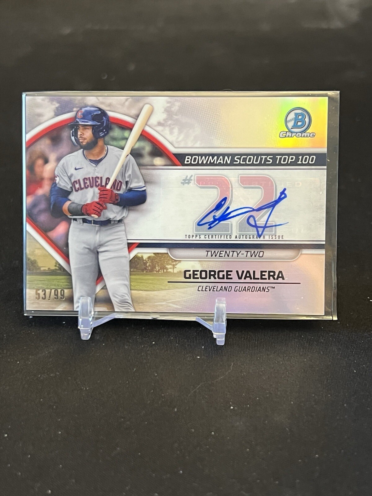 George Valera 2023 Bowman - Scouts Top 100 Auto Refractor /99 SP Guardians
