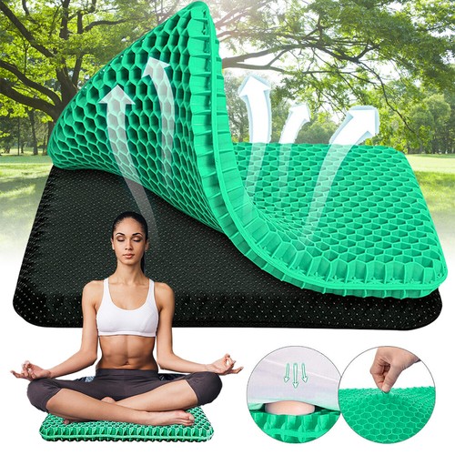 Gel Seat Cushion Double Thick Back Pain Relief Car Office Chair Pad Uk eBay
