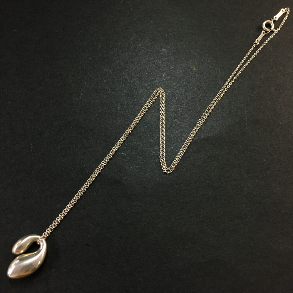 TIFFANY&CO. Silver 925 Double Teardrop Pendant Necklace/2AF2166