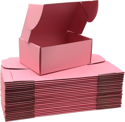 Small Pink Shipping Boxes for Small Business Pack of 25-9X6X4 Inches Cardboard C
