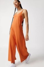 Out From Under Urban Outfitters Flo Wide-Leg Jumpsuit Dress Rust Cotton S 265683