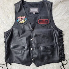 Wilsons Leather Open Road Eagle Sleeveless Snap Bikers Vest Size Large USA Proud