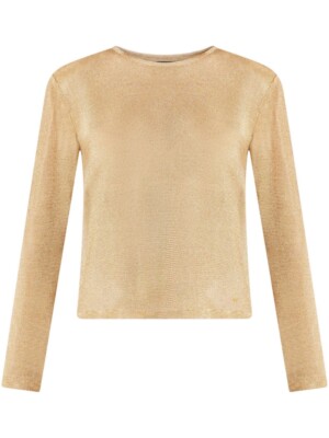 TOM FORD Gold Padded Shoulder Long Sleeve Blouse Size 42