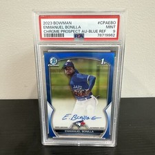 2023 Bowman Enmanuel Bonilla Chrome True Blue Refractor 1st Auto /150 PSA 9