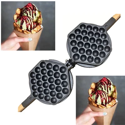 Gusseisen Blase Waffeleisen Pfanne Ei Pfannkuchen Hongkong Stil Antihaft - Bild 1 von 4