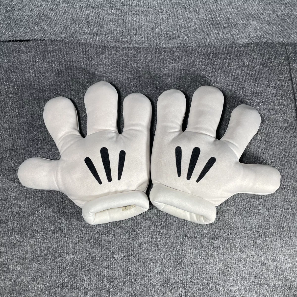 VINTAGE 10” PAIR Walt Disney World Mickey Mouse White Plush Costume Gloves  Hands