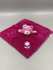 Baby Gear Pink Teddy Bear Lovey Plush Security Blanket With Flower