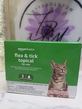 Amazon Basics Flea Tick Topical Treatment for Cats - 3 Waterproof Applications