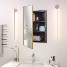 Plastic Medicine Cabinet, Beveled Edge Mirror Door with Round Corner Metal Fr...