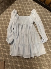 Altar'd State Light Blue Long Sleeve Organic Cotton Mini Dress Size Medium