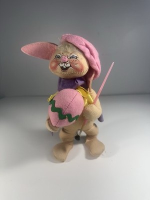 1989 Annalle Mobilitee Easter Bunny Painted Egg Figurine Vintage Decor  10 Inch