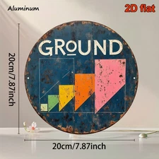 8" Vintage GROUND Aluminum Sign, Industrial Minimalist Decor