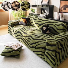 1pc-fashionable Zebra Pattern Sofa Cover Winter Plush Sofa Cover All Inclusive