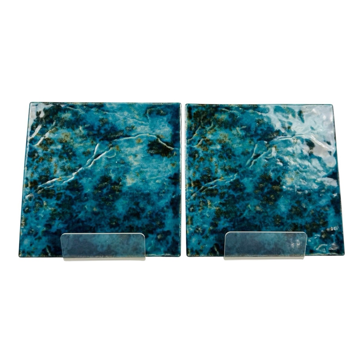 Vintage Japan Blue Textured 6” x 6” Porcelain Wall Tile Floor Pool