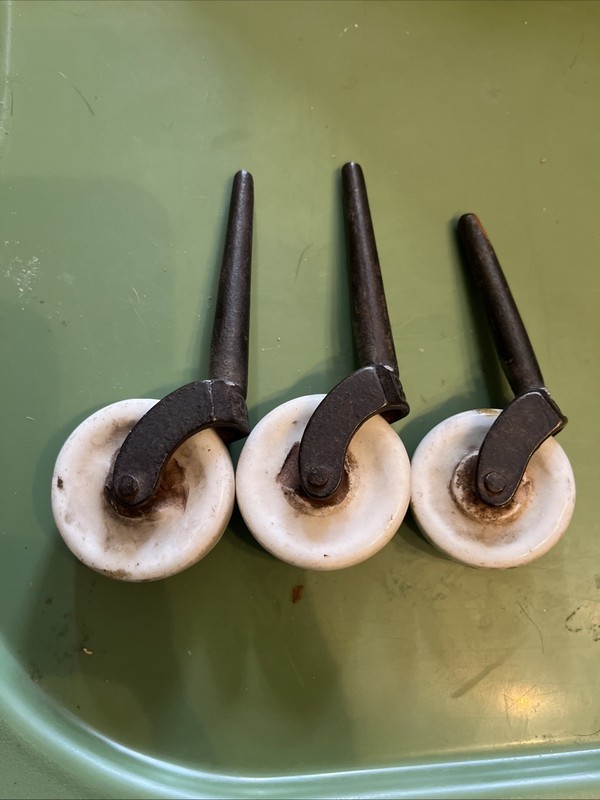 Vintage Porcelain Ceramic Caster wheels **Read
