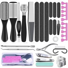 Pedicure Tools for Feet, 30 in 1 Foot Scrubber Manicure 25 Piece Set, Black