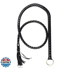 CALIDAKA Faux Leather Black Whip Costume Whip Handmade Bullwhip, Whip Costume