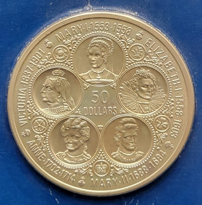 1975 Cayman Islands $50 Sterling Silver Six Sovereign Queens Coin