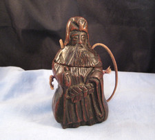ANTIQUE MEIJI CARVED WOODEN JAPANESE FIGURAL MAN TOBACCO TONKOTSU BOX SIGNED
