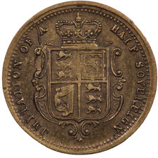 1897 TINY ANTIQUE VICTORIAN TOY MONEY HALF SOVEREIGN COIN by LAUER