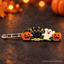 Halloween Cat Ghost Pumpkin Barrette Hair Clip 3 Inch Fall Costume Accessory