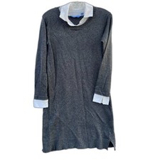 SIMPLY VERA VERA WANG WOMENS SHIRT SWEATER DRESS SIZE S GRAY COLLARED  