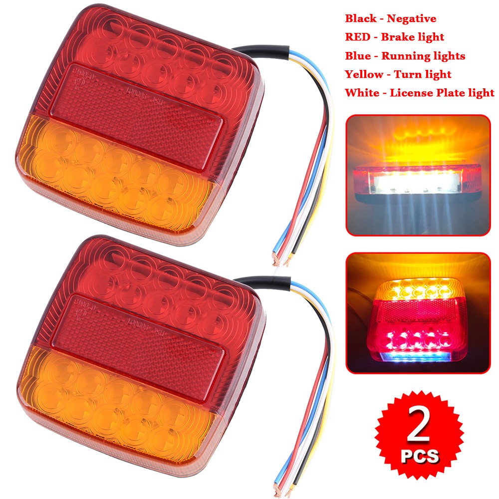 2 Pcs 12V LED Car Rear Tail Light Indicator Number Stop Brake Light Trailer Lamp