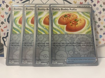 4x Buddy-Buddy Poffin (Playset) 144/162- NM Condition- reverse foil