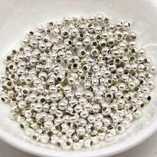 1000 Pcs Silver Plated Metal Small Round Beads 3.2mm Smooth Ball Spacer Jewelry