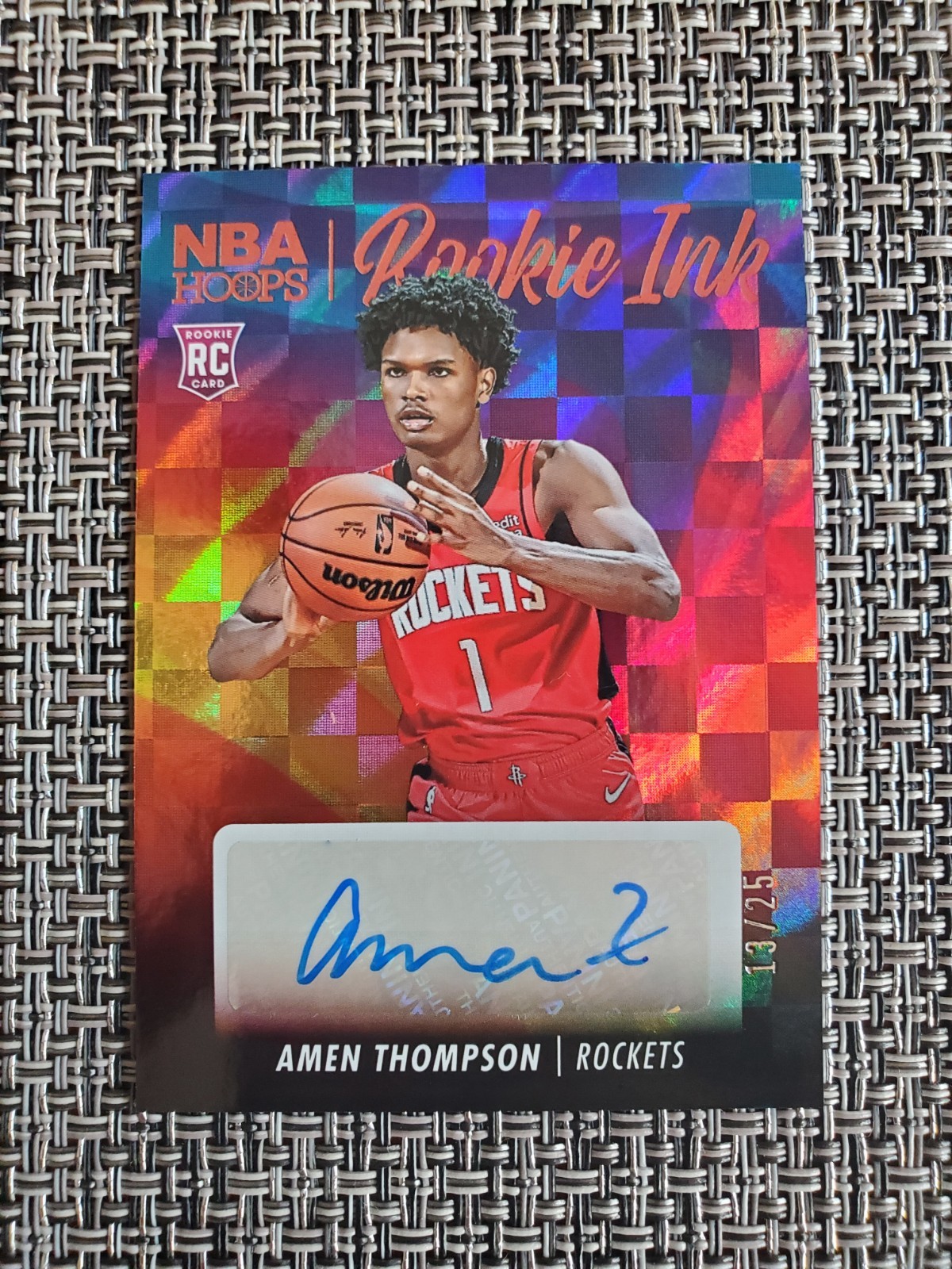 Amen Thompson 2023-24 NBA Hoops Rookie Ink Auto Red /25 Rockets RC 📈