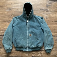 VTG Carhartt J06 Quilt Lined Active Jacket Men's XL Teal Blue Faded Distressed